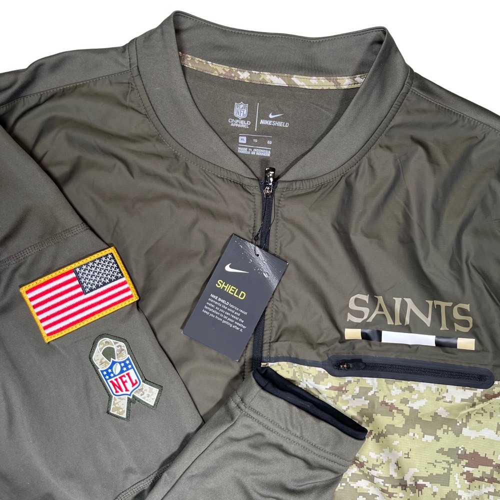 New Nike Mens Salute To Service New Orleans Saints 1/2 Zip Pullover Jacket Sz XL